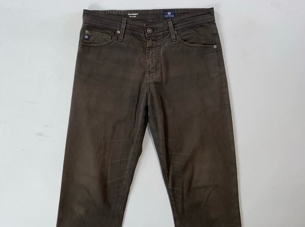 AG The Everett Slim Straight Stretch Sateen Jeans. Perfectly Faded Brown, 30X29